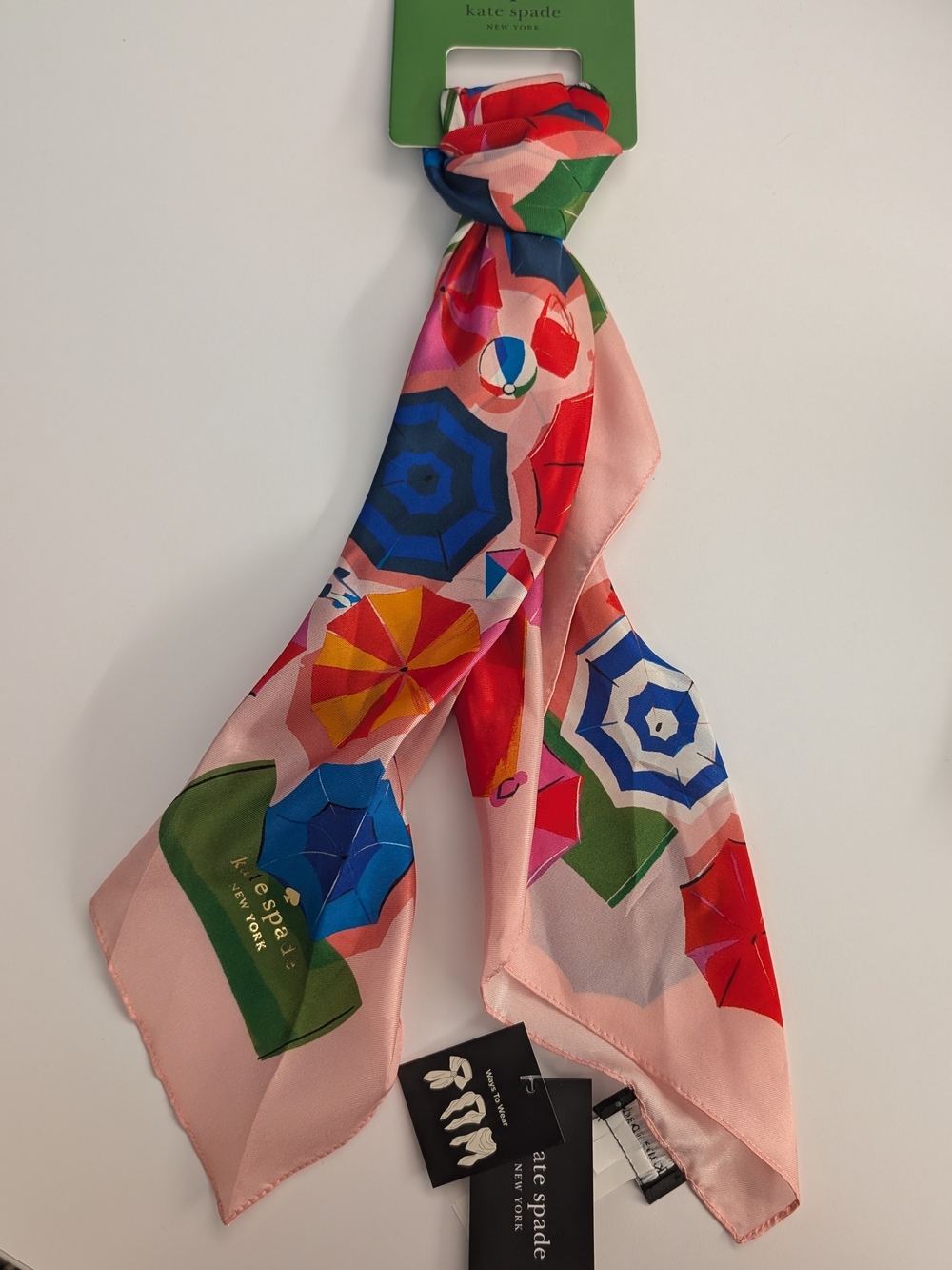 kate spade Pink Silk Beach Day Square Scarf - Picture 2 of 6